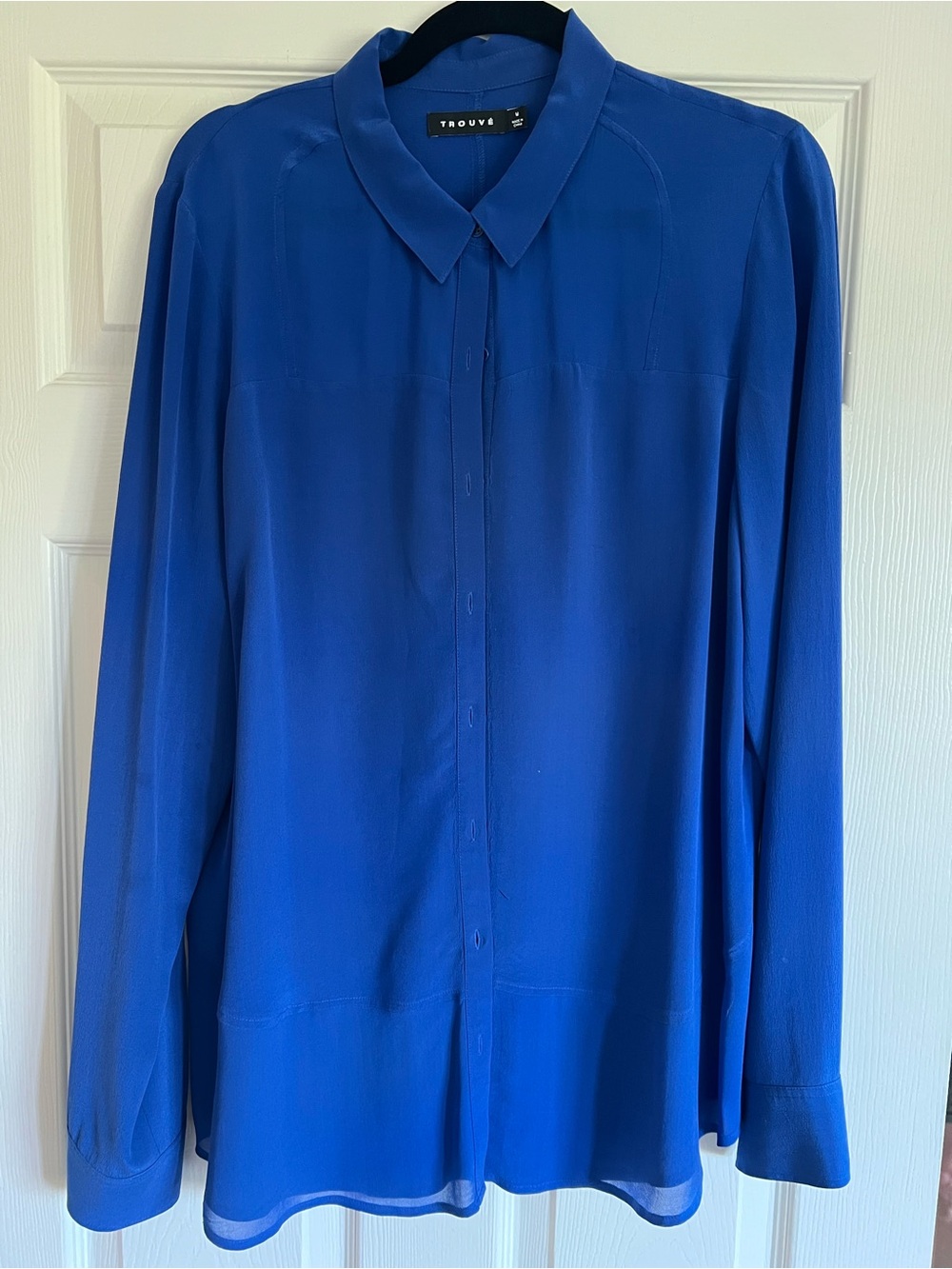 TRouVÉ 100% Silk Royal Blue Button-Up Blouse